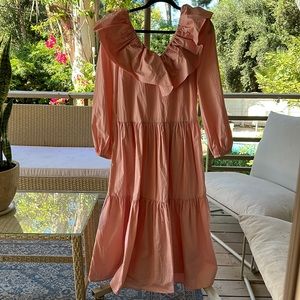 Pink ruffle maxi dress